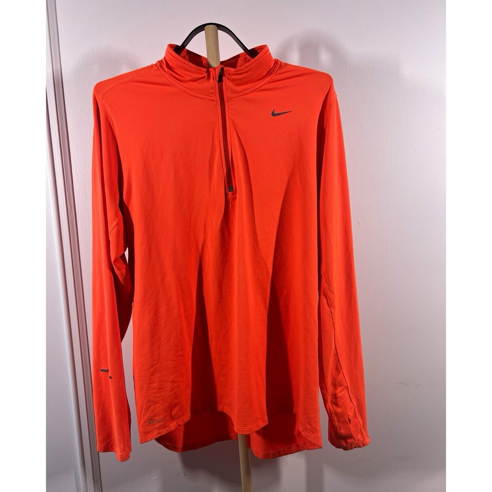 Nike Dri-FIT Running 1/4 Zip Pullover Mens Large Orange Long Sleeve 504606-853